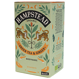 Hampstead Tea, Green Tea Zesty Ginger DEM BIO