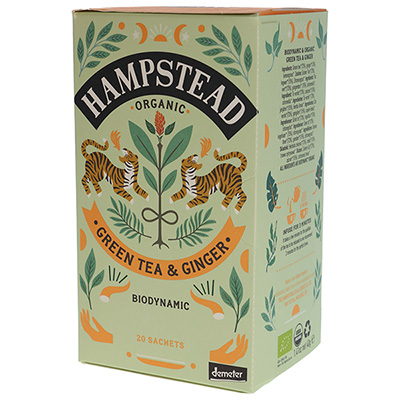 Hampstead Tea, Green Tea Zesty Ginger DEM BIO