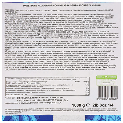 Distilleria Santa Teresa, Panettone alla Grappa di Moscato glassato alle mandorle