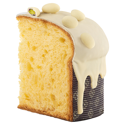 Pisti, Panettone Incarto pandorato ricoperto di cioccolato bianco e pistacchi