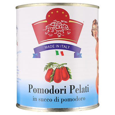 Terra Amore e Fantasia, Pomodori pelati in latta