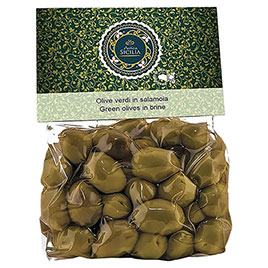 Antica Sicilia, Olive verdi in salamoia in busta con olio EVO