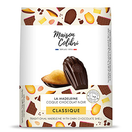 Maison Colibri, Madeleine Natur mit dunkler Schokolade 