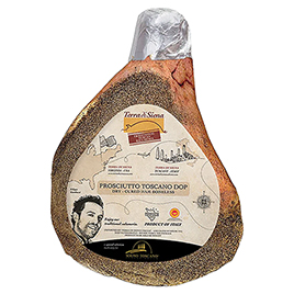 Terra di Siena, Prosciutto crudo Nostrano  Toscano 18 mesi, addobbo